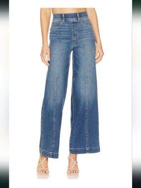 XL Spanx Seamed Front Wide Leg Jeans in Vintage Indigo 20407R Pull on Stretch